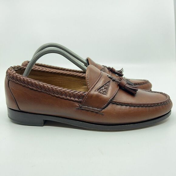Allen Edmonds Maxfield Men’s Size 9.5 D Brown Leather Slip On Tassel Loafers main image 8